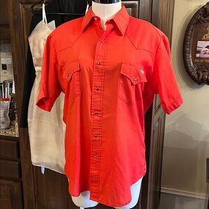 1970 Roebucks Sz L Red Men's Red Snap Front Shirt Pearl Snap